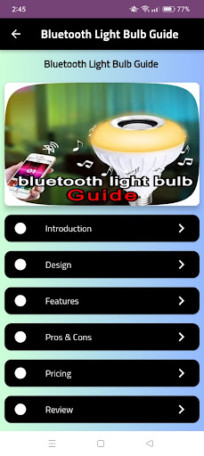 Android application bluetooth light bulb guide screenshort