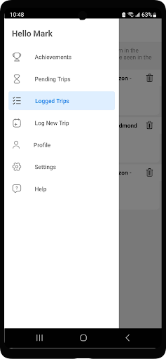 Android application TripLogger App screenshort