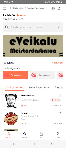 Android application Aizšauj Pakaļ Customer screenshort