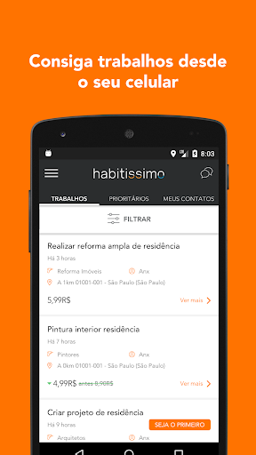 Android application Habitissimo para profissionais screenshort