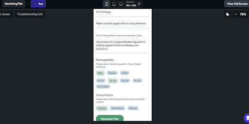 MarketingPlan Screen 2