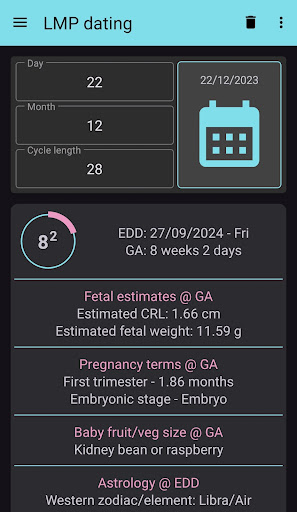 Android application Pregnancy Wheel screenshort
