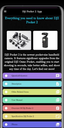 Android application Dji Pocket 2 app:Guide screenshort