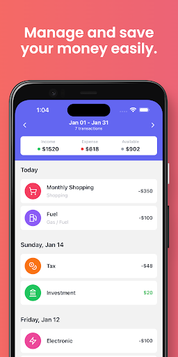 Android application Moneymate - Expense Tracker screenshort