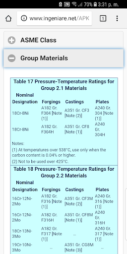 ASME B16.47 Group 2.1 to 2.12 Screen 3