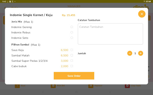 DINEIN Point Of Sales Screen 2