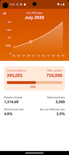 Android application FIRE Calculator | Bonfire screenshort