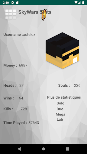 Android application HypixelStats screenshort