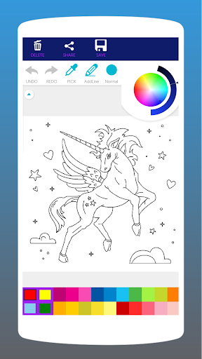Android application Rainbow Unicorn Coloring Book screenshort