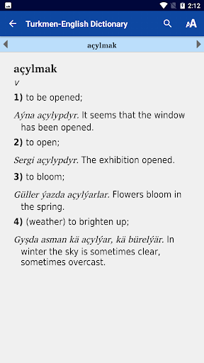 Turkmen-English Dictionary Screen 3