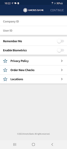 Android application Ameris Bank Business Mobile screenshort