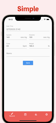 Android application Simple Blood Pressure Tracker screenshort