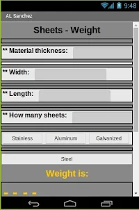 Sheets weight