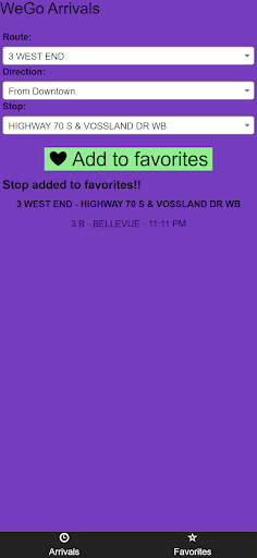 Android application Nashville WeGo Bus Tracker screenshort