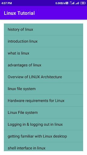 Android application linux tutorial app screenshort