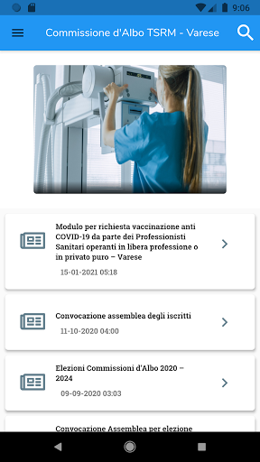 Android application CdA TSRM Varese screenshort
