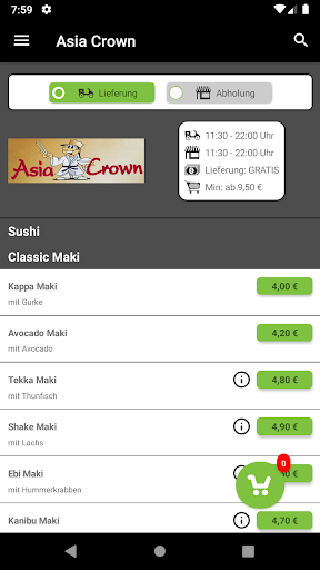Android application Asia Crown Hamburg Schnelsen screenshort