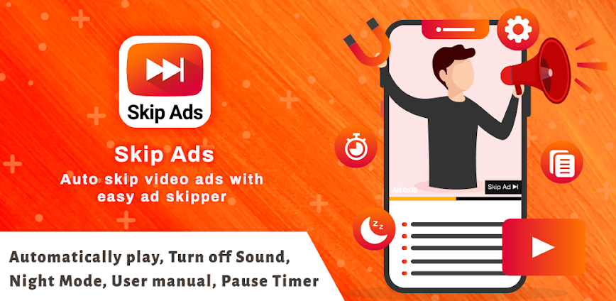 Background Skip Ads: Auto skip Video Ads 