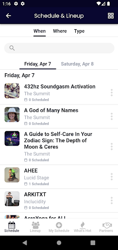 Lucidity Fest App Screen 2