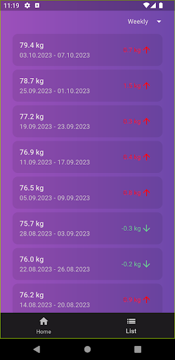 Simple Weight Tracker Screen 2