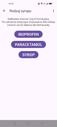 Fever syrup calculator Screen 2