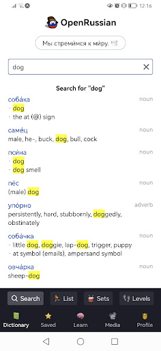 Android application OpenRussian Russian Dictionary screenshort