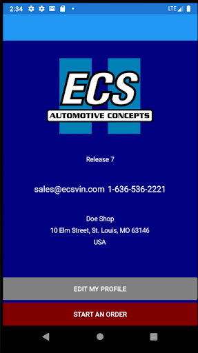 Android application ECS VIN screenshort