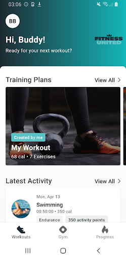 Android application Fitness United Wave screenshort