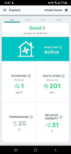 Android application HAVEN IAQ screenshort
