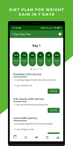 Android application Weight Gain: 7 Day Meal Plan screenshort
