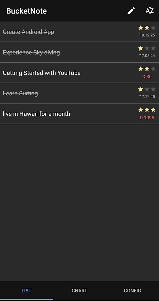 Android application BucketNote : Bucket List Manag screenshot