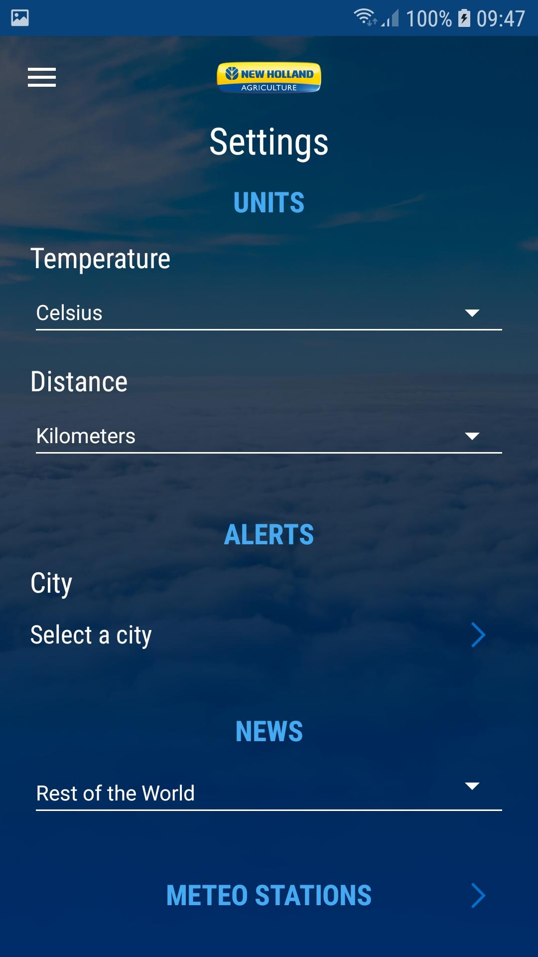 Android application New Holland Farming Weather screenshort