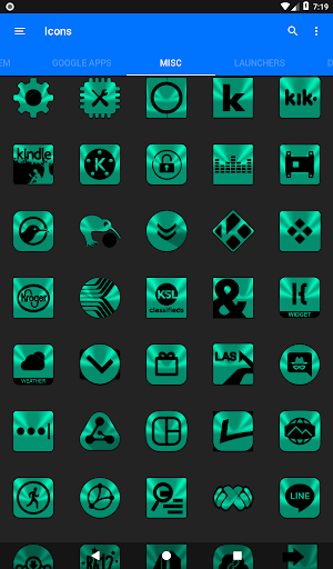 Teal and Black Icon Pack