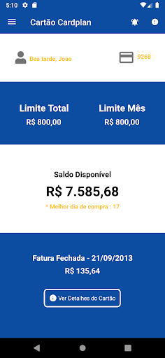 Android application Cartão Cardplan screenshort