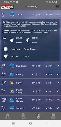 Screenshot of WABI TV5 Weather App