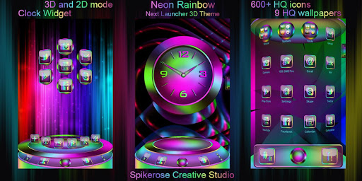 Android application Neon Rainbow 3D Next Launcher screenshort