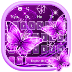 Cover Image of डाउनलोड Neon Purple Butterfly Keyboard Theme 10001007 APK