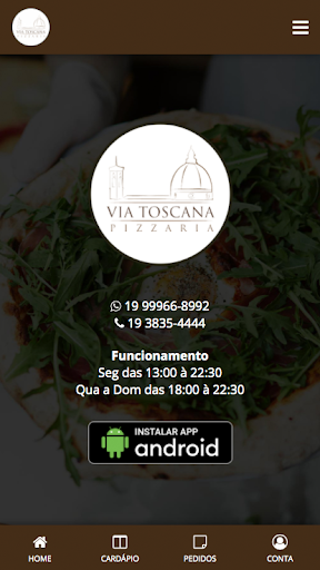 Android application Via Toscana Pizzaria screenshort