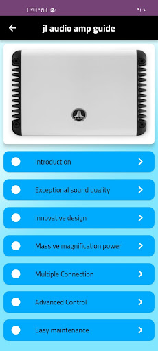 Android application jl audio amp guide screenshort