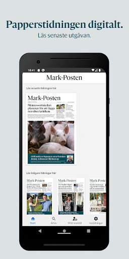Android application Mark-Posten e-tidning screenshort