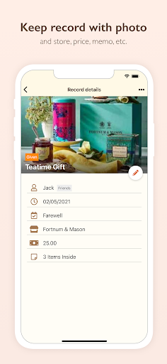 Gift Recorder - Gift List App Screen 2