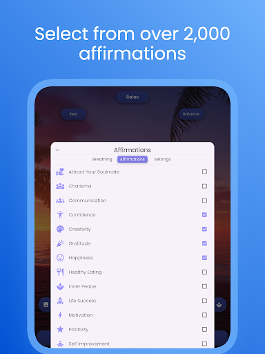 Screenshot of Breathe to Relax: Affirmations