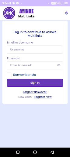 Android application Ayinke Multilinks screenshort