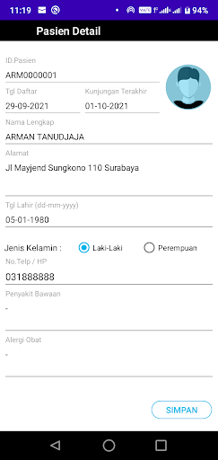 Riwen : Riwayat Pasien Screen 3