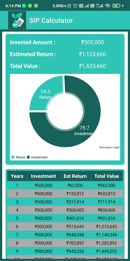Android application SIP Calculator screenshort