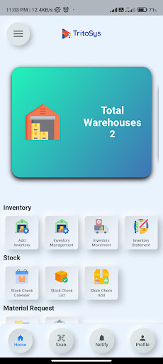 Android application Tritosys Warehouse screenshort