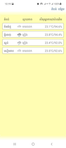 អាកាសធាតុក្នុងតំបន់ (Weather) Screen 2