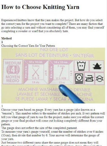 Knitting Tutorials Guide Screen 3