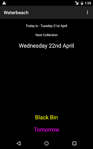 SCAMBS Bin Collections Screen 3