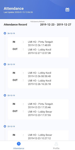 Lippo Malls Attendance System Screen 2